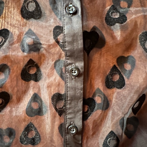 NWT Black Flocked Planchette Sheer Girls Button-Up size medium Ouija Hot Topic - Picture 4 of 8